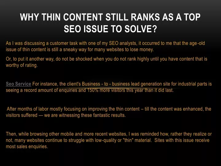 why thin content still ranks as a top seo issue to solve