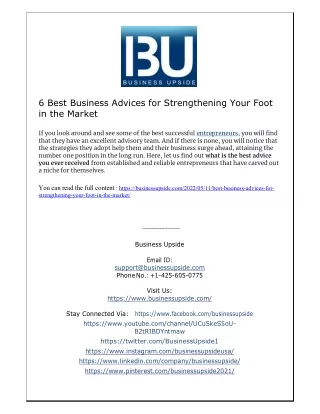 6 Best Business Advices for Strengthening Your Foot in the Market