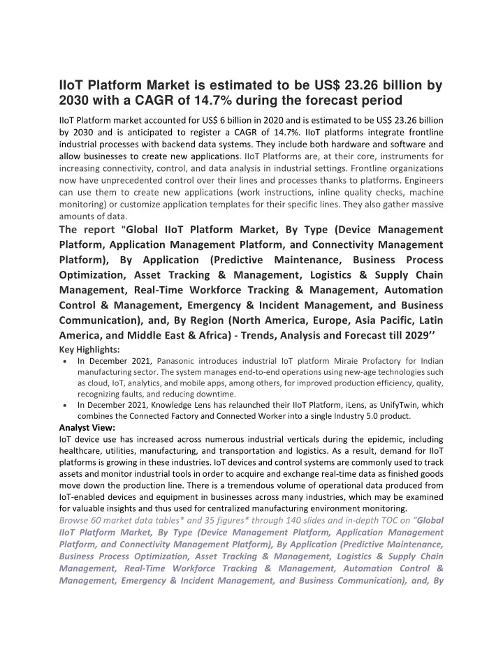 iiot platform market is estimated