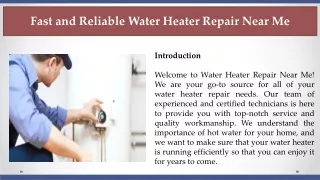 Fast and Reliable Water Heater Repair Near Me
