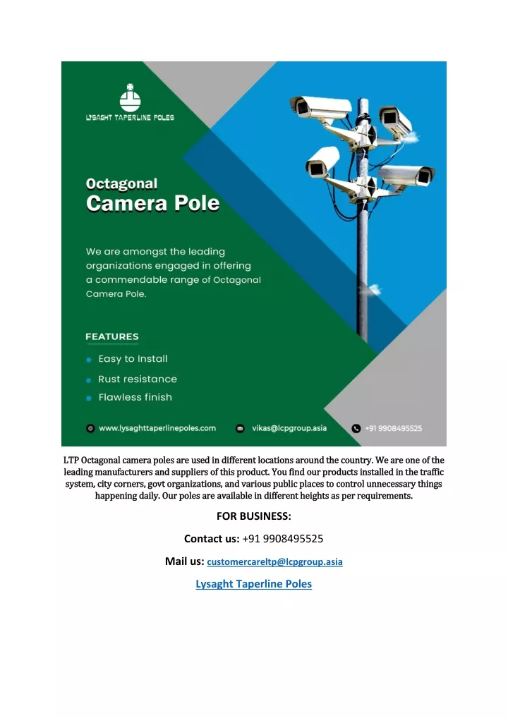 ltp octagonal camera poles are used in different