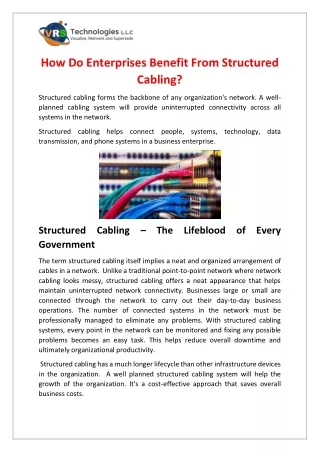 how do enterprises benefit from structured cabling