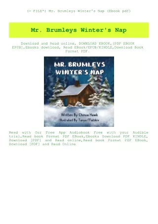 (P.D.F. FILE) Mr. Brumleys Winter's Nap (Ebook pdf)
