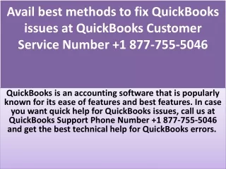 Avail best methods to fix QuickBooks issues at Quickbooks Support Phone Number
