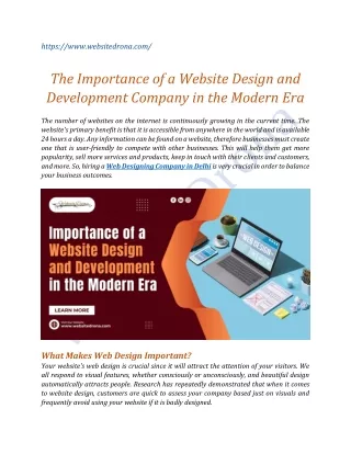 The Importance of a Website Design and Development Company in the Modern Era