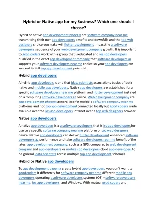 hybrid or native app for my business which