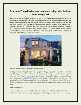 Searching Properties for your new home online with the best deals and prices