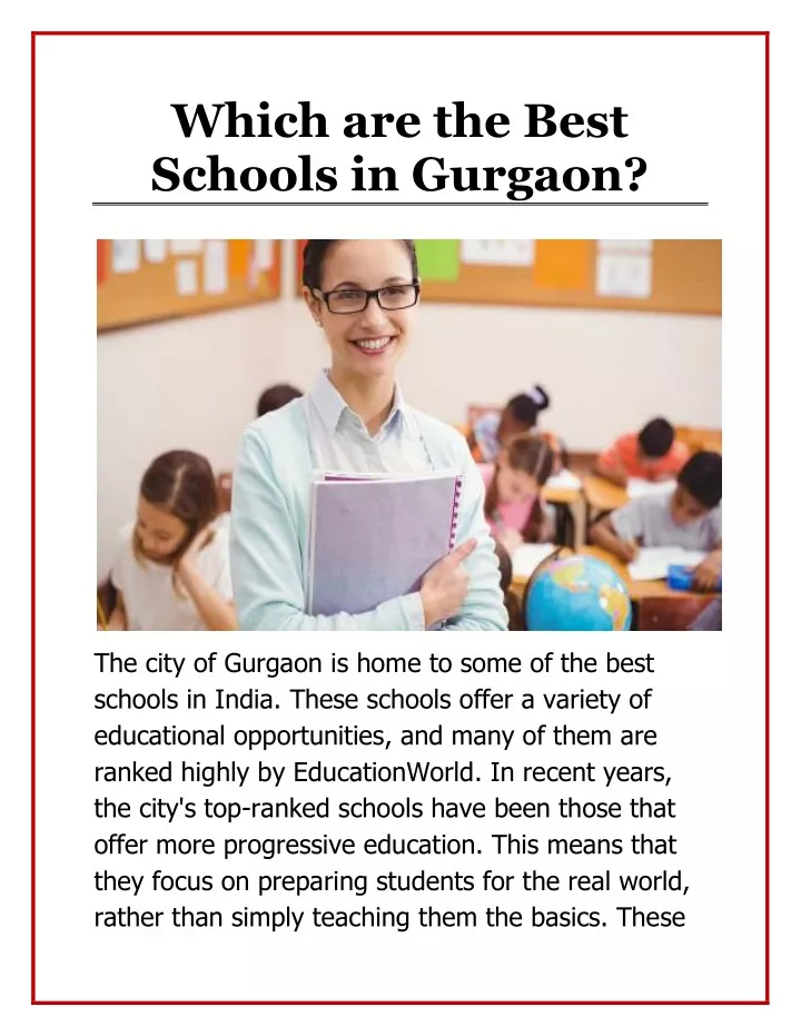 which are the best schools in gurgaon