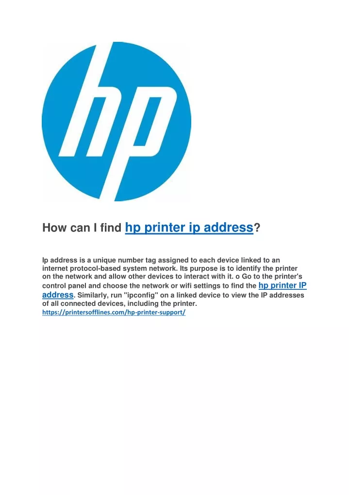 how can i find hp printer ip address ip address