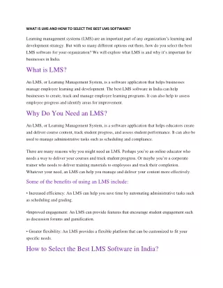 WHAT IS LMS AND HOW TO SELECT THE BEST LMS SOFTWARE