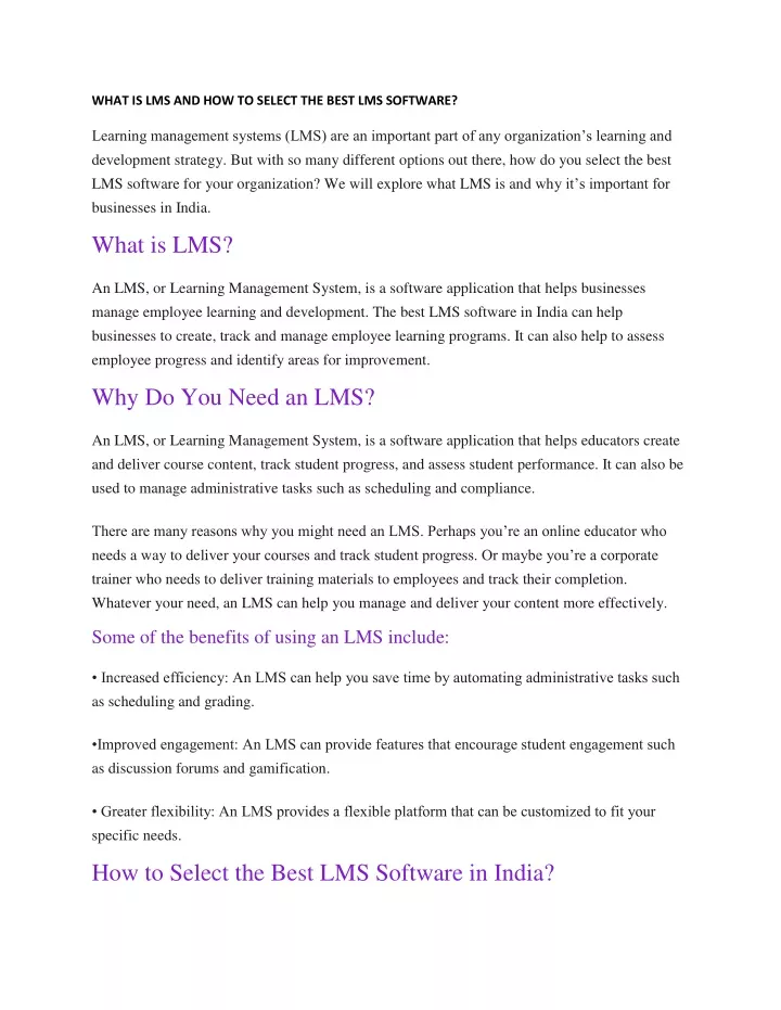 what is lms and how to select the best