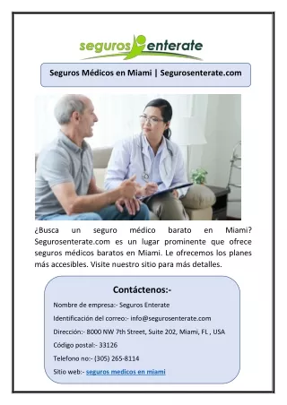 seguros m dicos en miami segurosenterate com