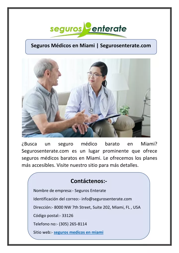 seguros m dicos en miami segurosenterate com