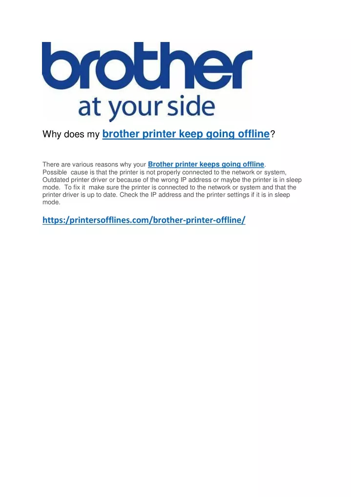 Ppt why does my brother printer keep going offline powerpoint
