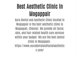 Best Aesthetic Clinic in Mogappair