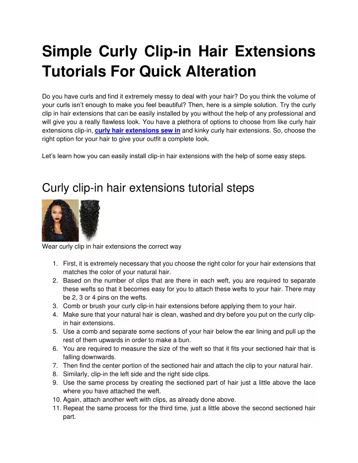 simple curly clip in hair extensions tutorials