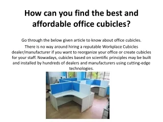 how can you find the best and affordable office cubicles