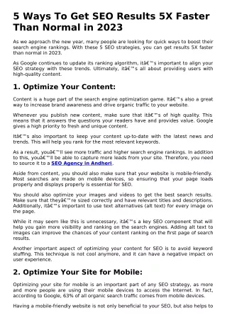 5 Ways To Get SEO Results 5X Faster Than Normal in 2023.