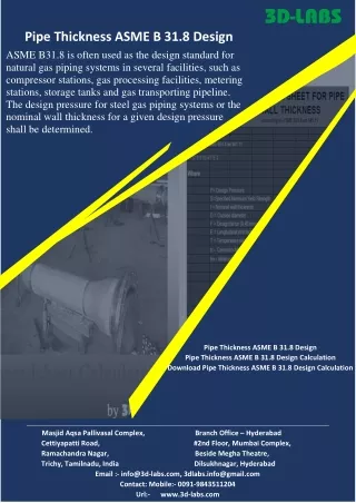 Pipe Thickness ASME B 31.8 Design