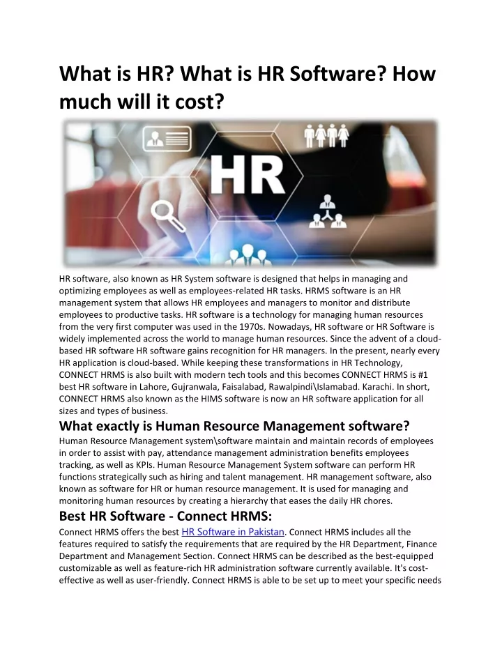 what is hr what is hr software how much will