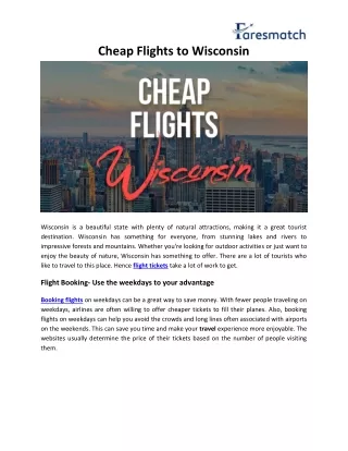 Cheap Flights to Wisconsin