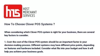 how to choose clover pos systems
