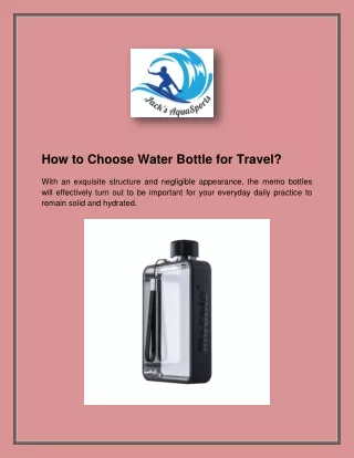 How to Choose Water Bottle for Travel