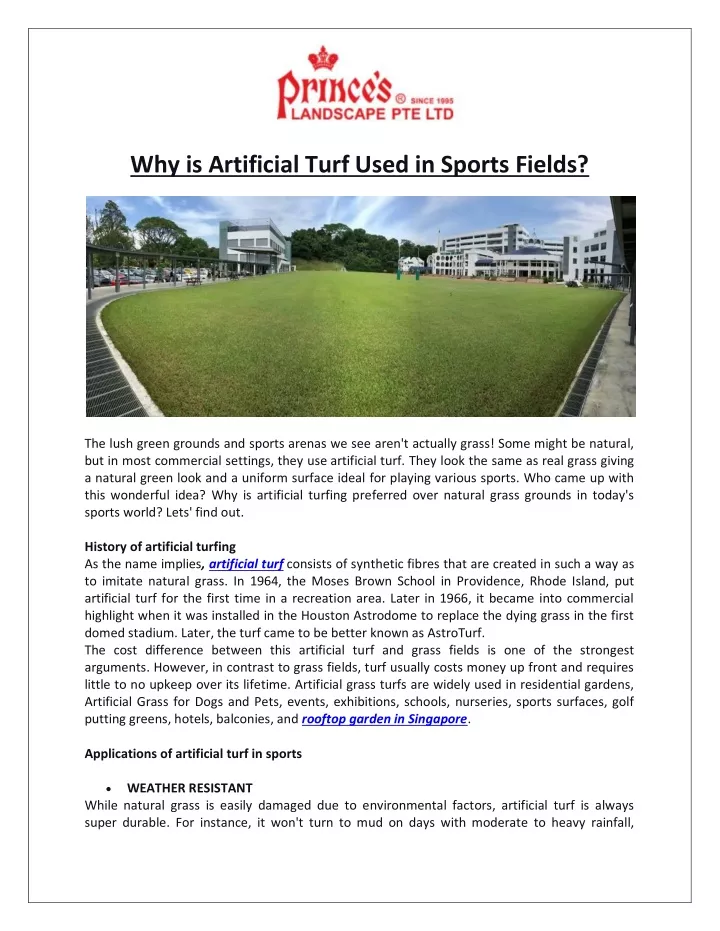 why is artificial turf used in sports fields