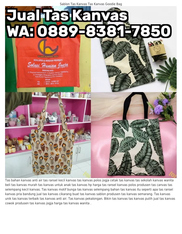 sablon tas kanvas tas kanvas goodie bag