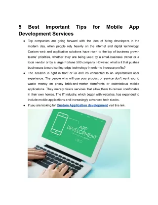 5 Best Important Tips for Mobile App Development Services