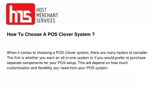 how to choose a pos clover system