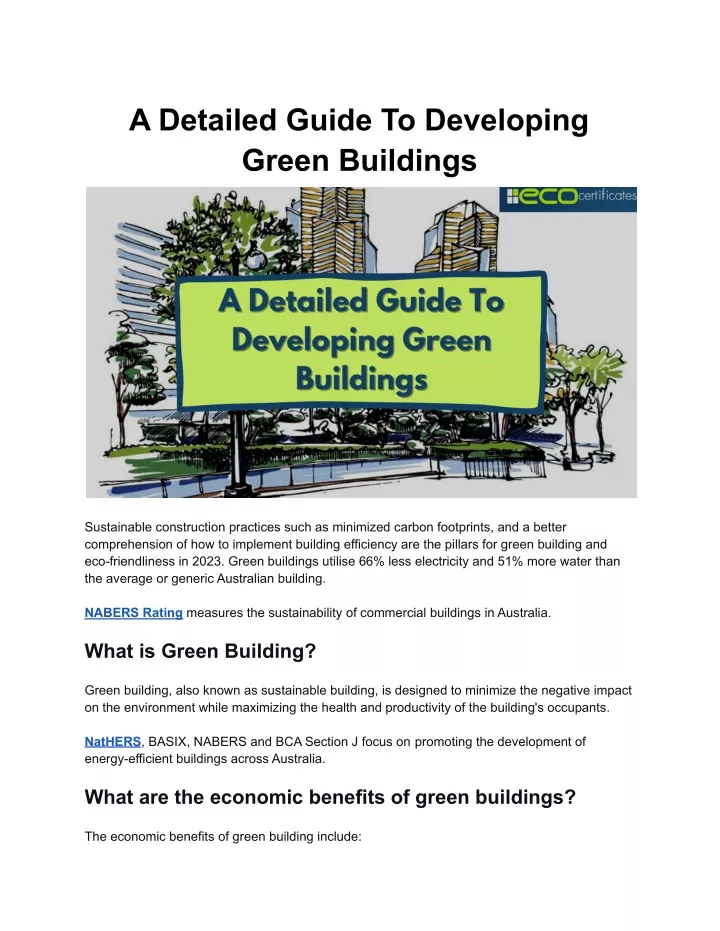 a detailed guide to developing green buildings