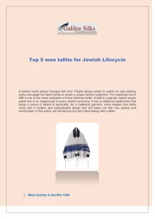 Top 5 man tallits for Jewish Lifecycle