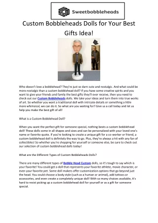 Custom Bobbleheads Dolls for Your Best Gifts Idea!