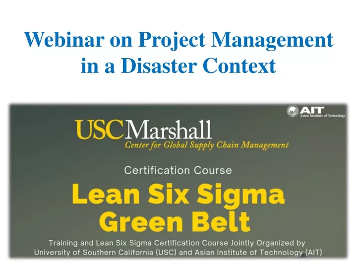 webinar on project management in a disaster