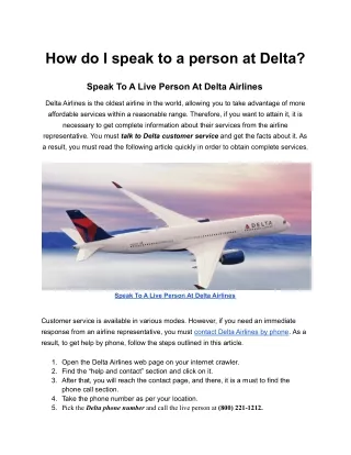 How do I speak to a person at Delta?