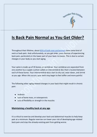 Is Back Pain Normal as You Get Older