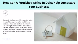 How Can A Furnished Office In Doha Help Jumpstart Your Business
