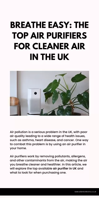 Breathe Easy - The Top Air Purifiers for Cleaner Air in the UK