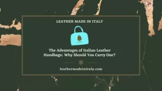 The Advantages of Italian Leather Handbags: Why Should You Carry One?