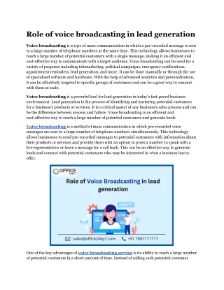 role of voice broadcasting in lead generation