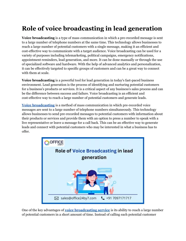 role of voice broadcasting in lead generation