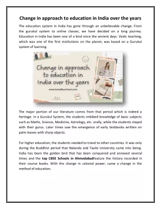 change in approach to education in india over