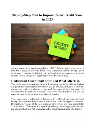 step by step plan to improve your credit score