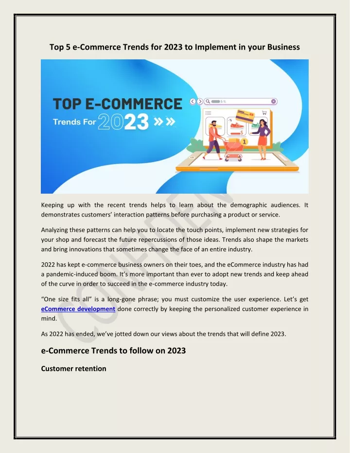 top 5 e commerce trends for 2023 to implement