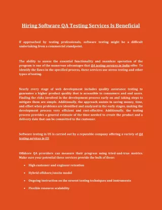 hiring software qa testing services is beneficial
