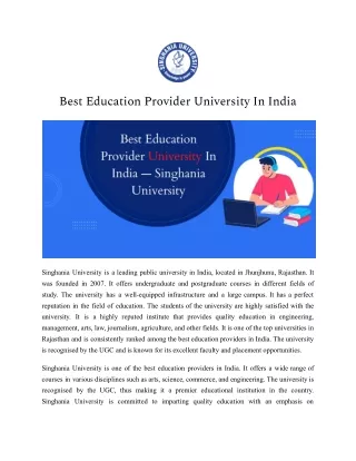 Best Education Provider University In India
