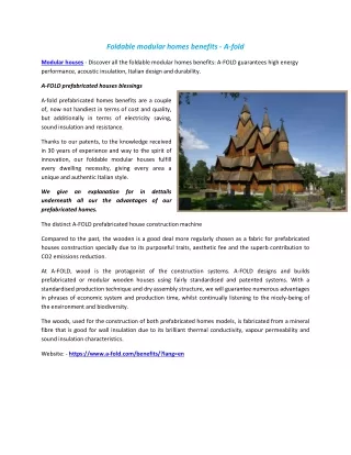 foldable modular homes benefits a fold