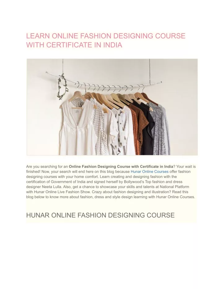learn online fashion designing course with
