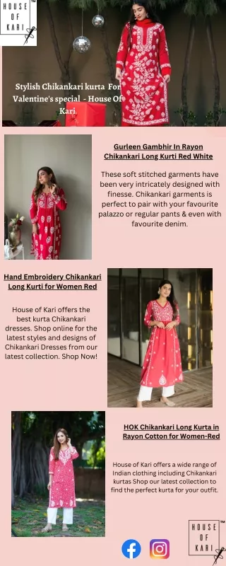 Shop stylish chikankari kurta at House of kari